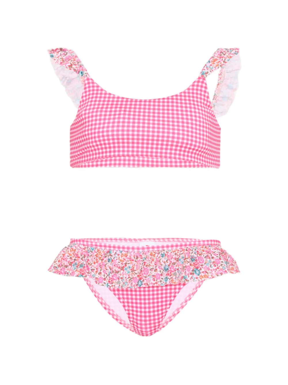 Pesciolino Rosso Kids ruffled gingham bikini - Rosa