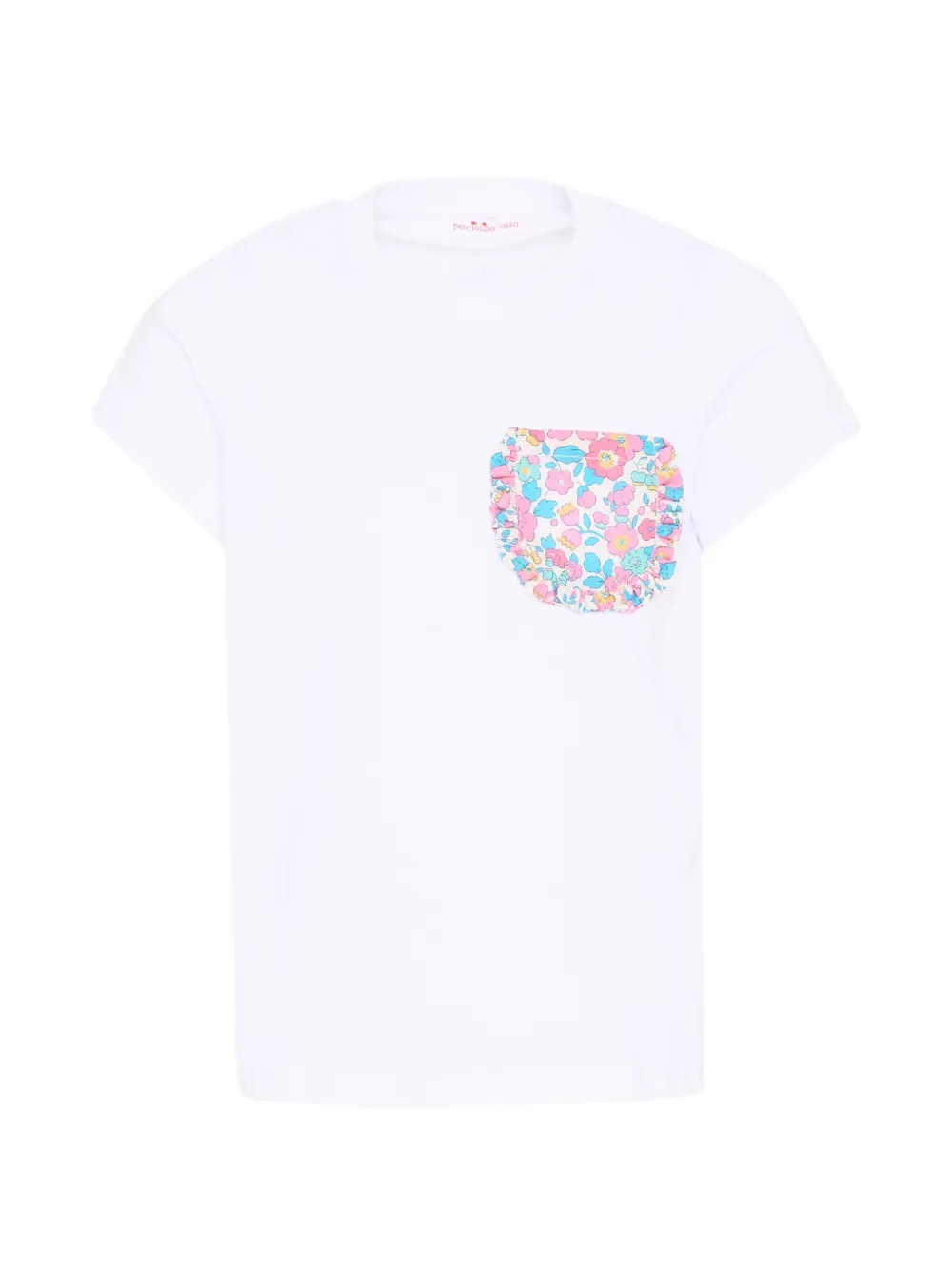 Pesciolino Rosso Kids ruffled floral-pocket T-shirt - Bianco