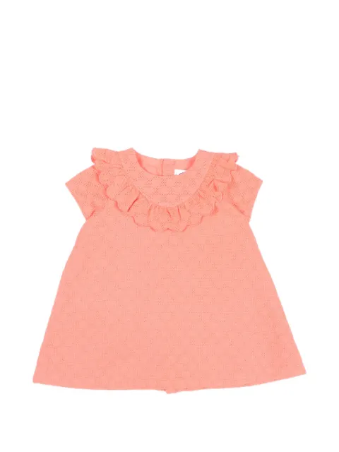 Petit Bateau ruffled-neck short-sleeve dress