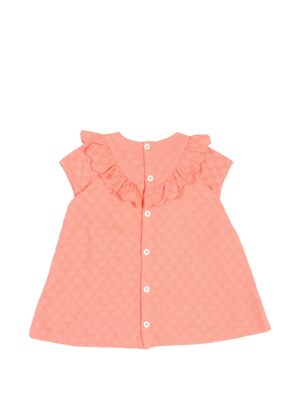 Petit Bateau Jurk met ruche hals en korte mouwen Roze