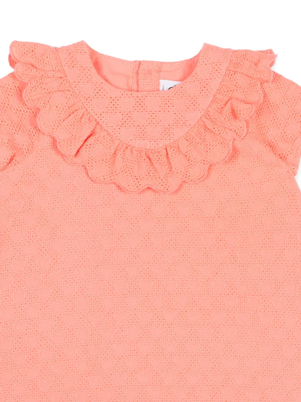 Petit Bateau Jurk met ruche hals en korte mouwen Roze