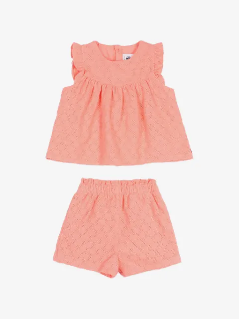 Petit Bateau shortsæt med flæseærmer