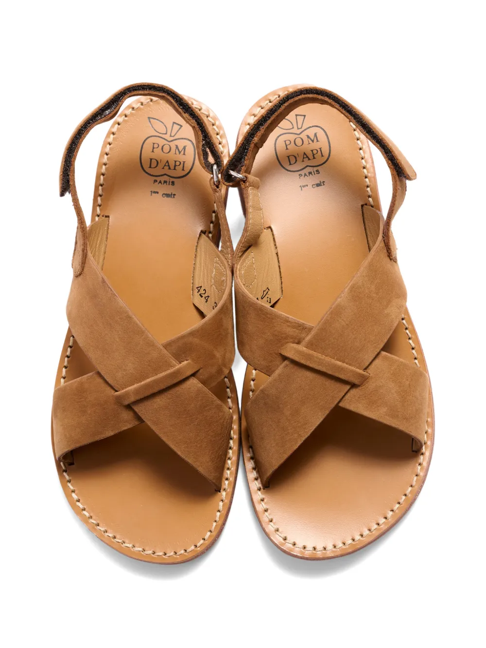 Pom D'api Sandalen met gekruiste bandjes Beige