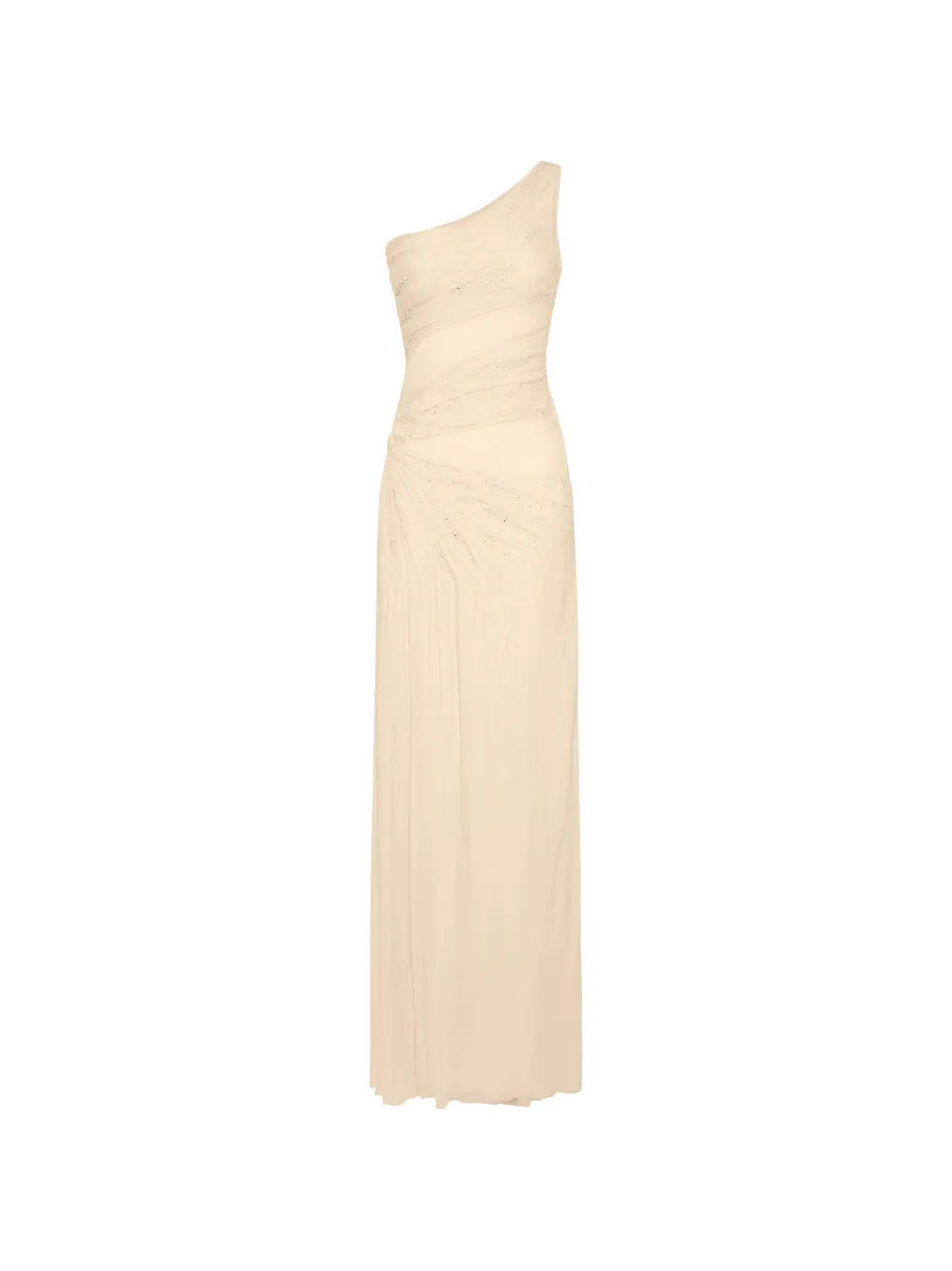 Elisabetta Franchi one-shoulder beaded maxi dress - Toni neutri