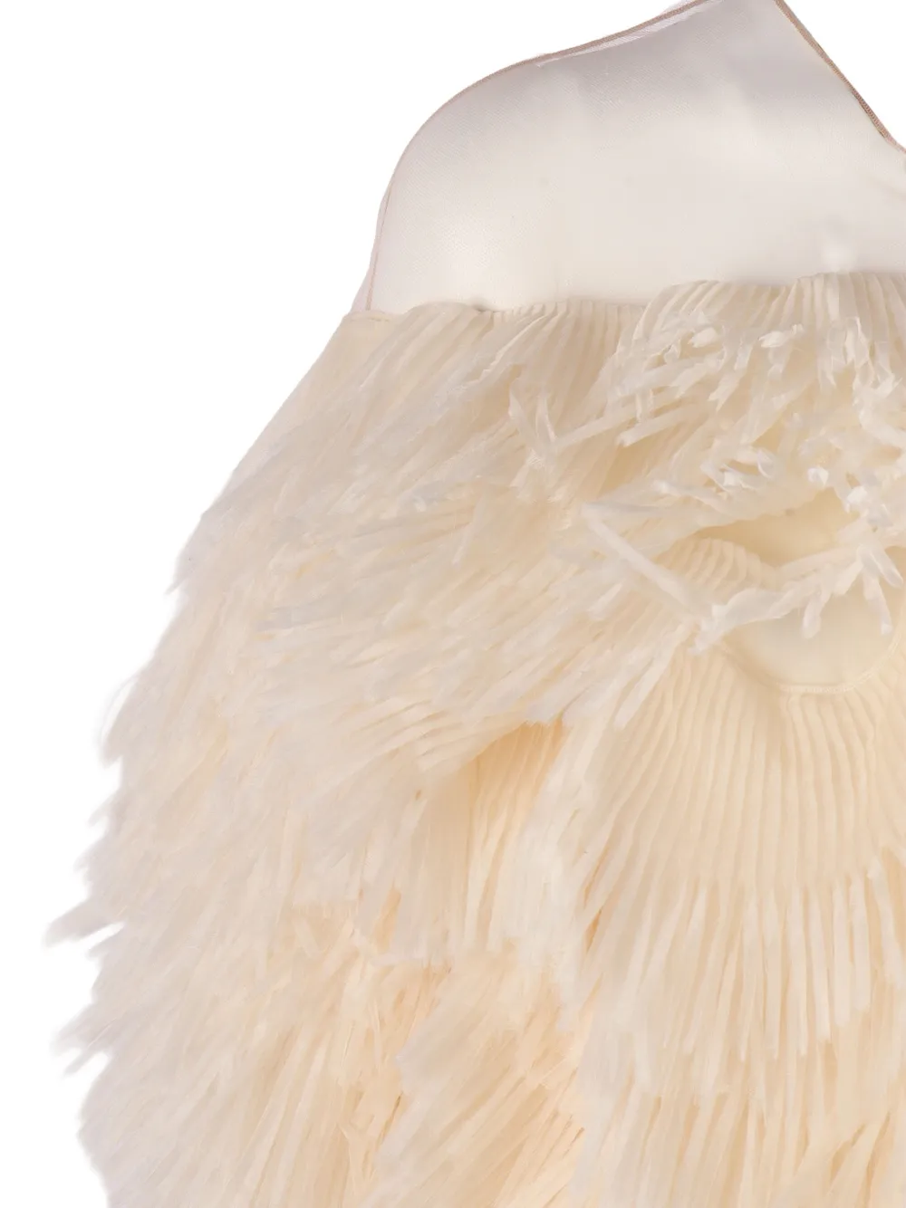 Elisabetta Franchi Tulen en organza jack met franje Beige