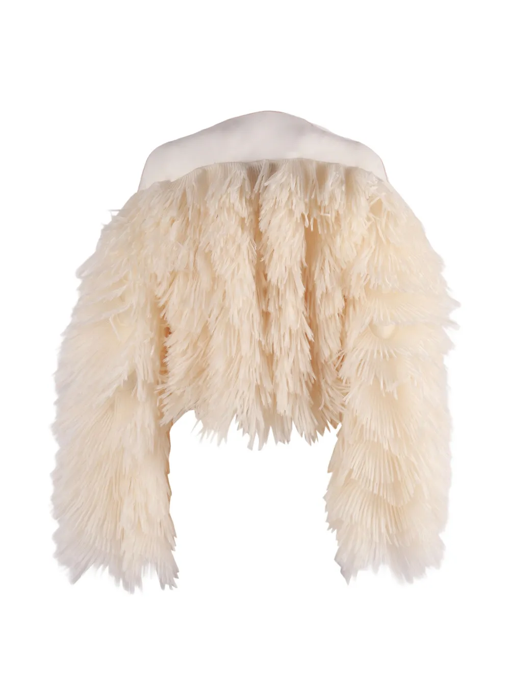 Elisabetta Franchi Tulen en organza jack met franje Beige