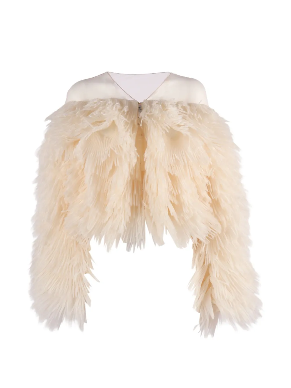 Elisabetta Franchi feather-effect jacket - Nude