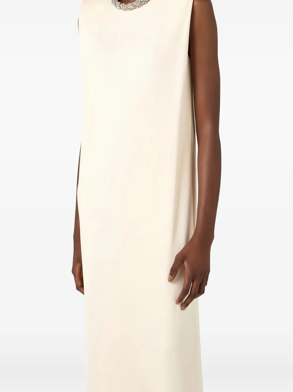 Elisabetta Franchi Mouwloze maxi-jurk met sieraden Beige