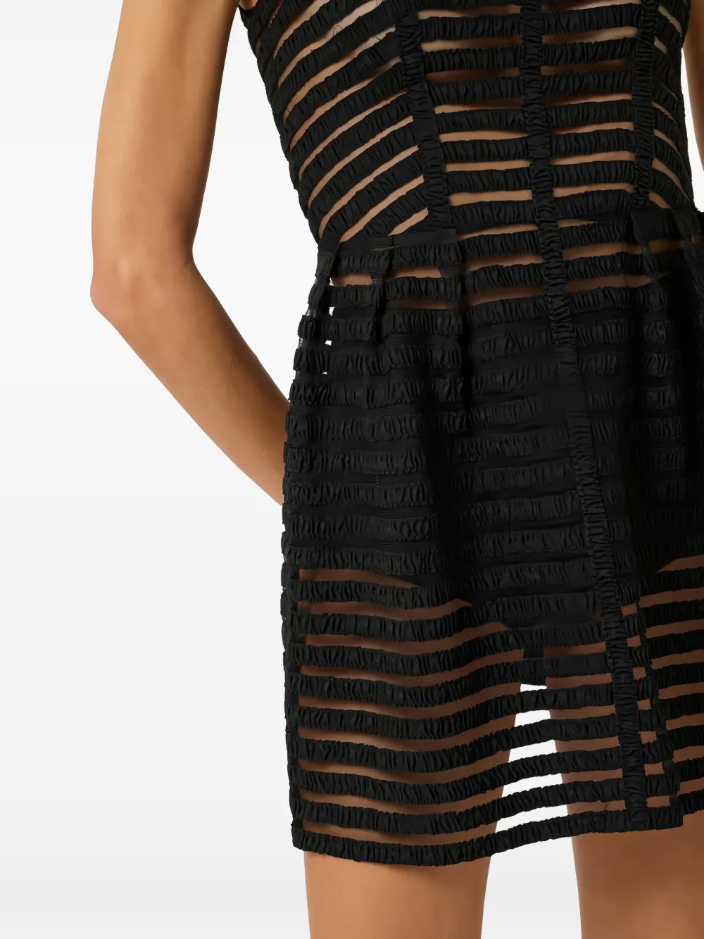 Elisabetta Franchi Tulen mini-jurk met lint Zwart