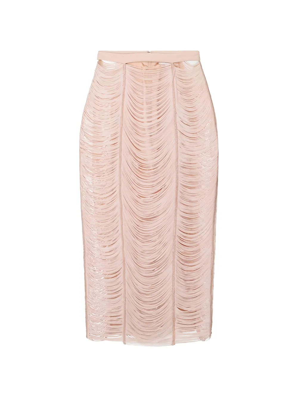 Elisabetta Franchi fringe textured midi skirt - Toni neutri