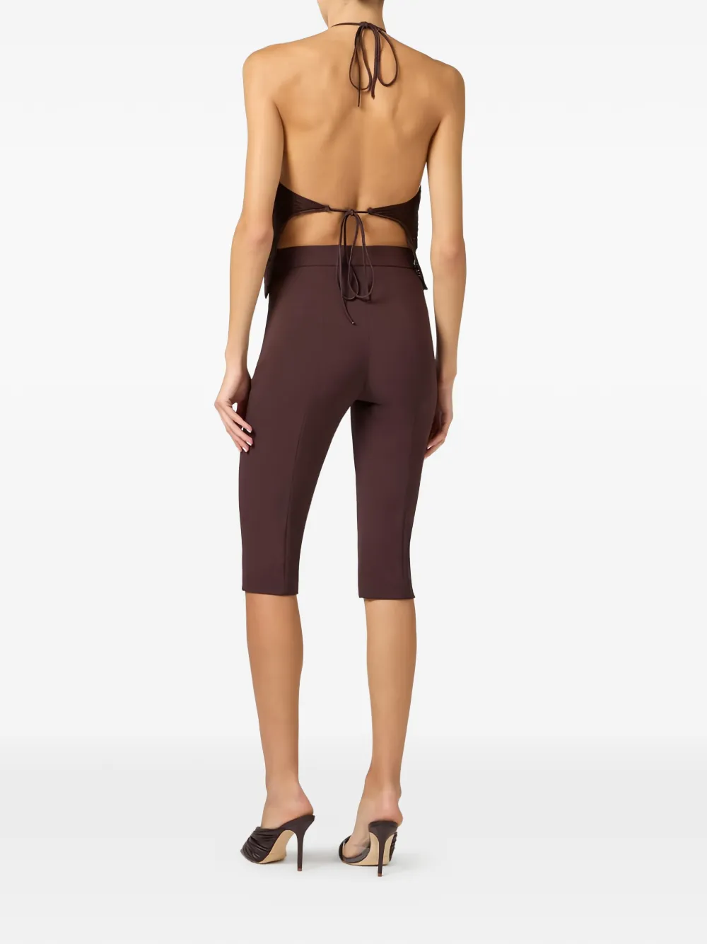  Elisabetta Franchi Halterneck Fringed Top - Brown 