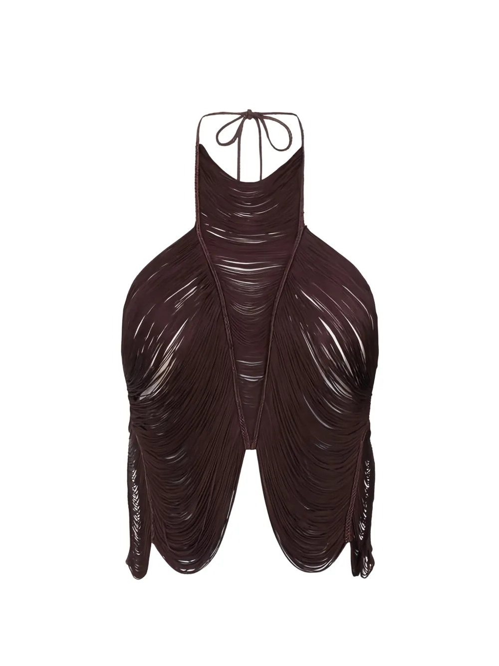 Elisabetta Franchi halterneck fringed top - Marrone