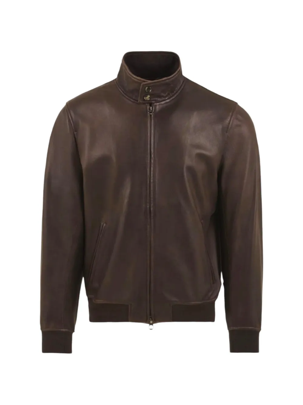 Stewart long-sleeved leather jacket - Marrone