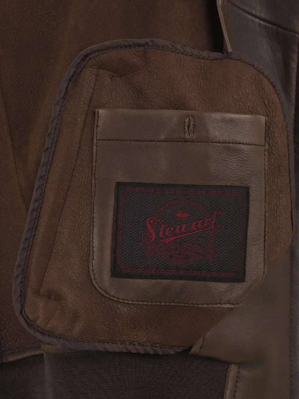  Stewart Long-sleeved Leather Jacket - Brown 