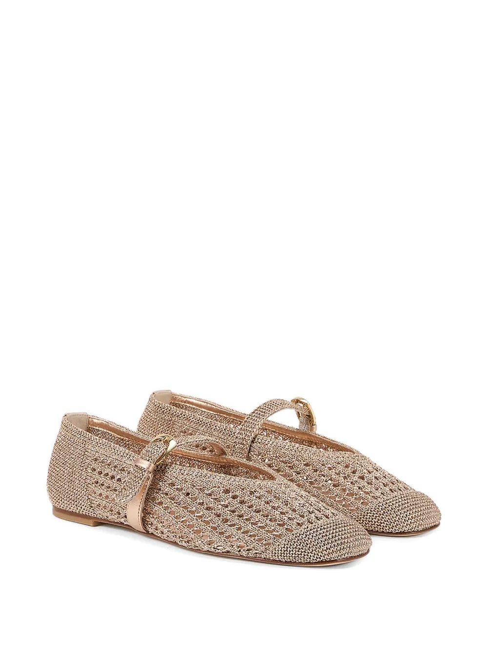 Stuart Weitzman Leora openwork strap ballet flats Goud