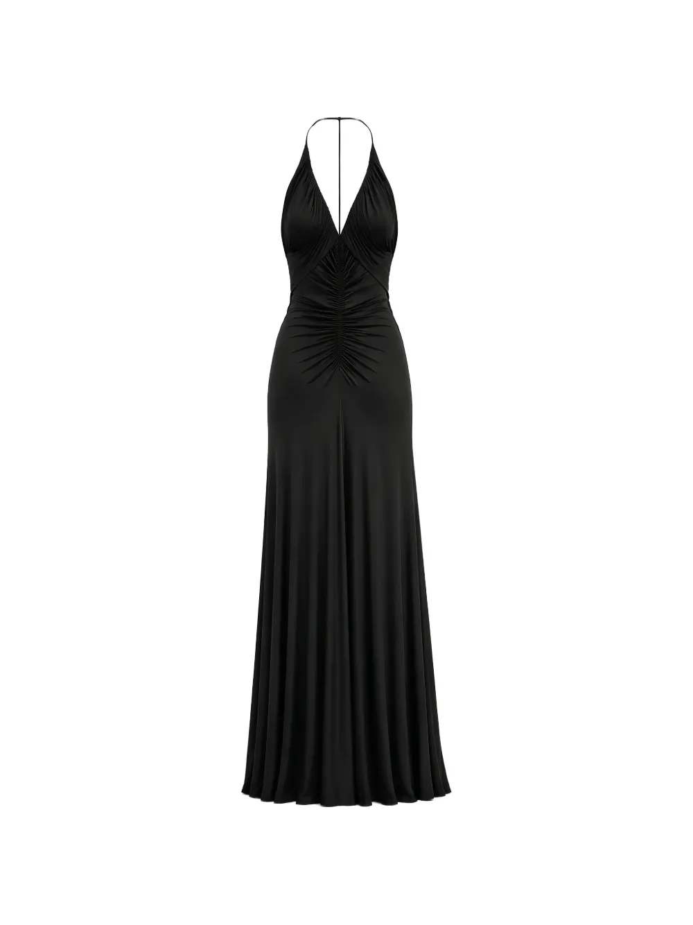 Self-Portrait gathered-detail jersey maxi dress - Nero