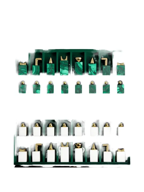 L'Objet gold-tone patterned chess set