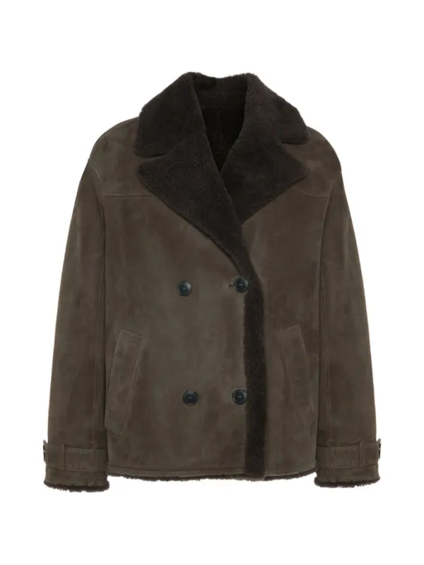 Yves Salomon Shearling Jacket in Brown