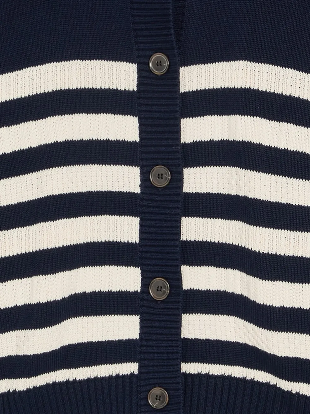  Frame Variation Striped Button Cardigan - Blue 
