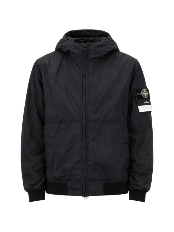 STONE  フーデッドジャケット ブラック Stone Island フーデッド ジャケット | ブラック | FARFETCH JP