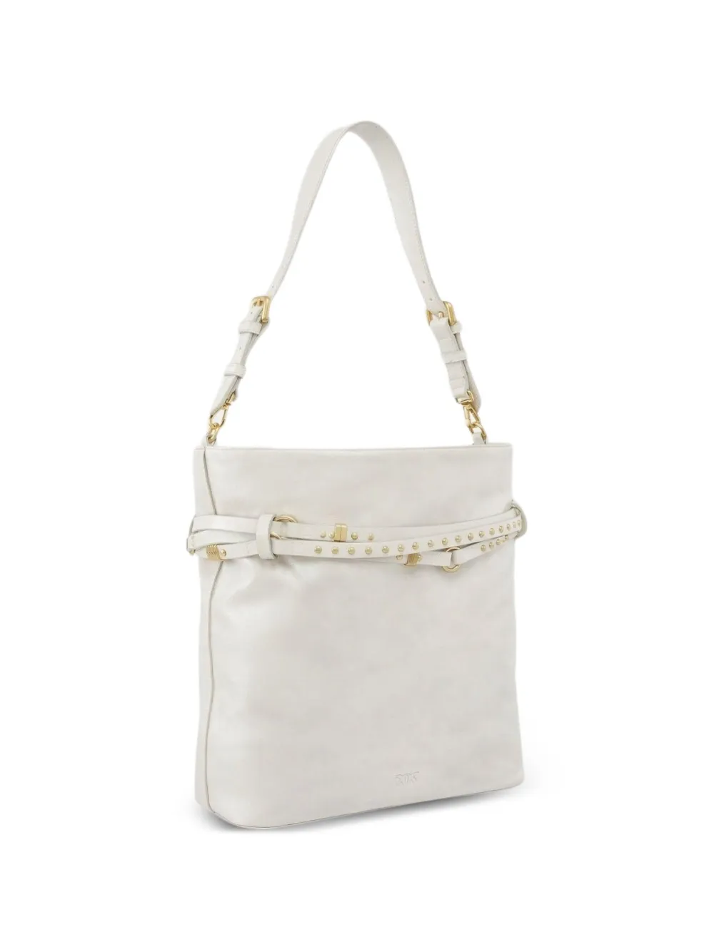  Pinko Studded Leather Shoulder Bag - White 