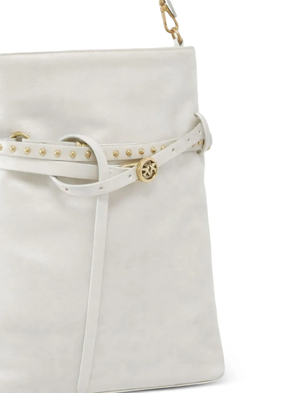 Pinko Studded Leather Shoulder Bag - White 