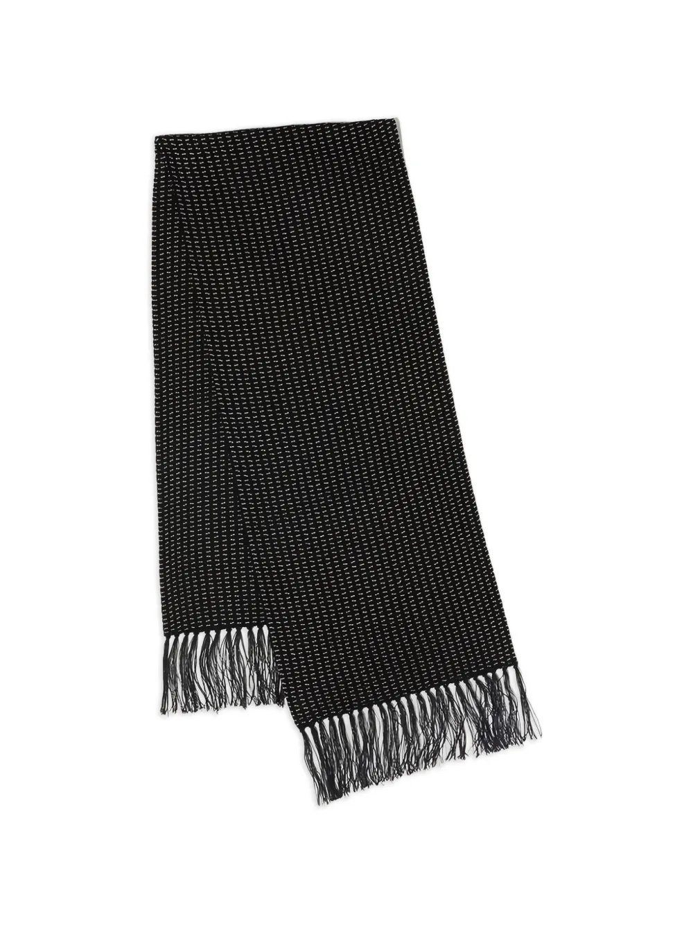 TAIGA TAKAHASHI pattern tassel scarf - Black