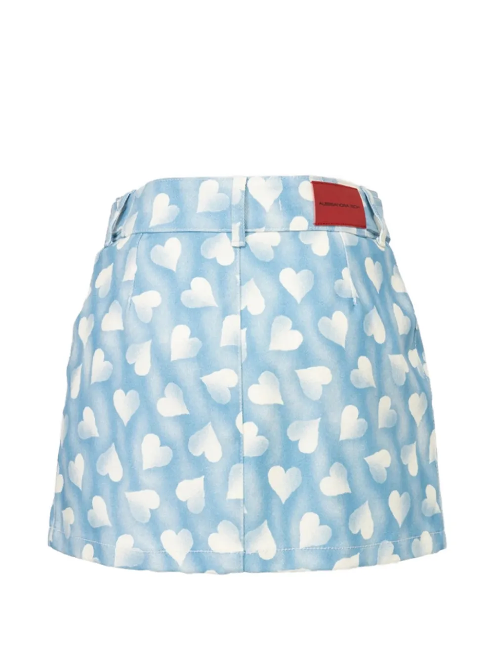  Alessandra Rich Heart Print Belted Mini Skirt - Blue 