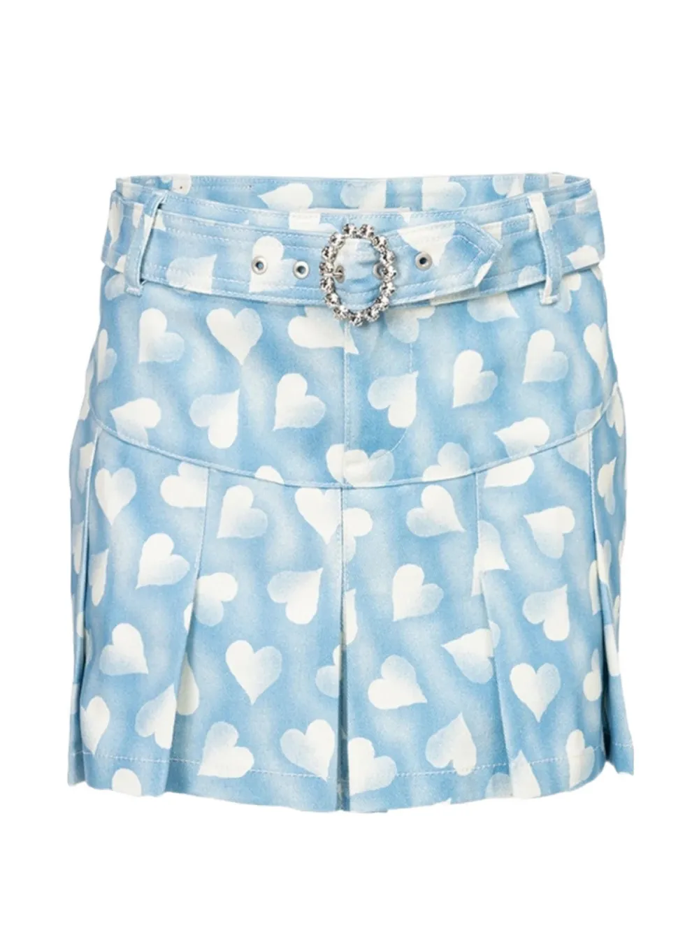 Alessandra Rich heart print belted mini skirt - Blu
