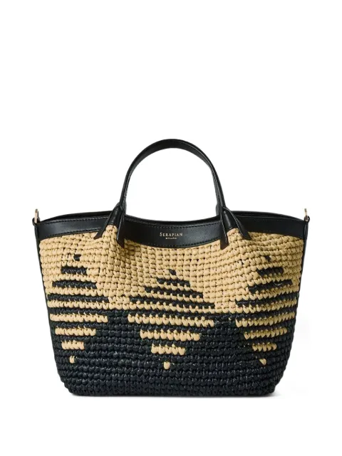 Serapian mini Secret mosaic raffia tote bag