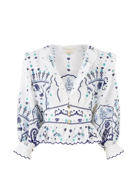 Camilla ruffled V-neck blouse