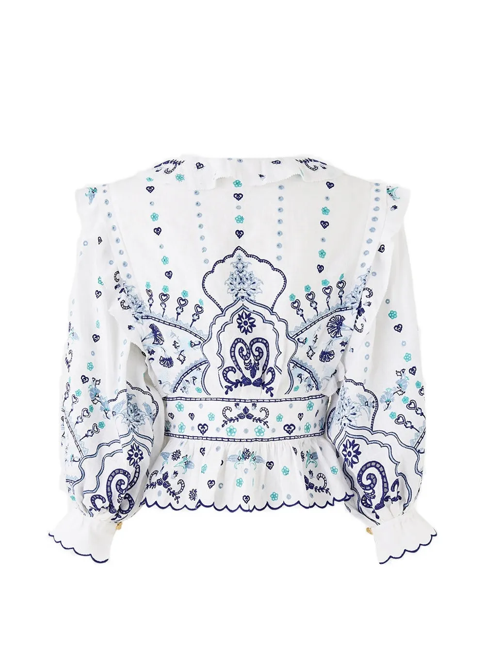  Camilla Ruffled V-neck Blouse - White 