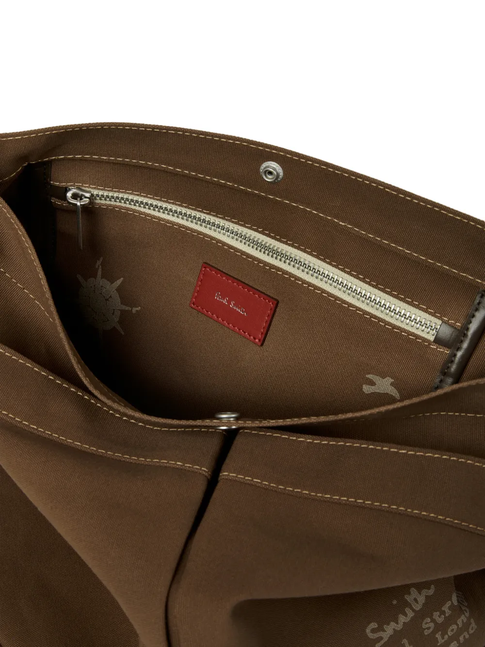 Paul Smith Messengertas met tekst Bruin