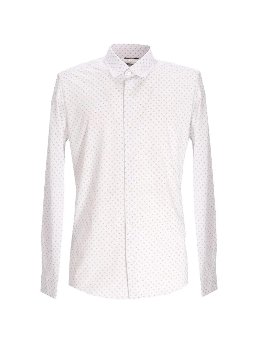 BOSS geometric-print long-sleeve cotton shirt - Bianco