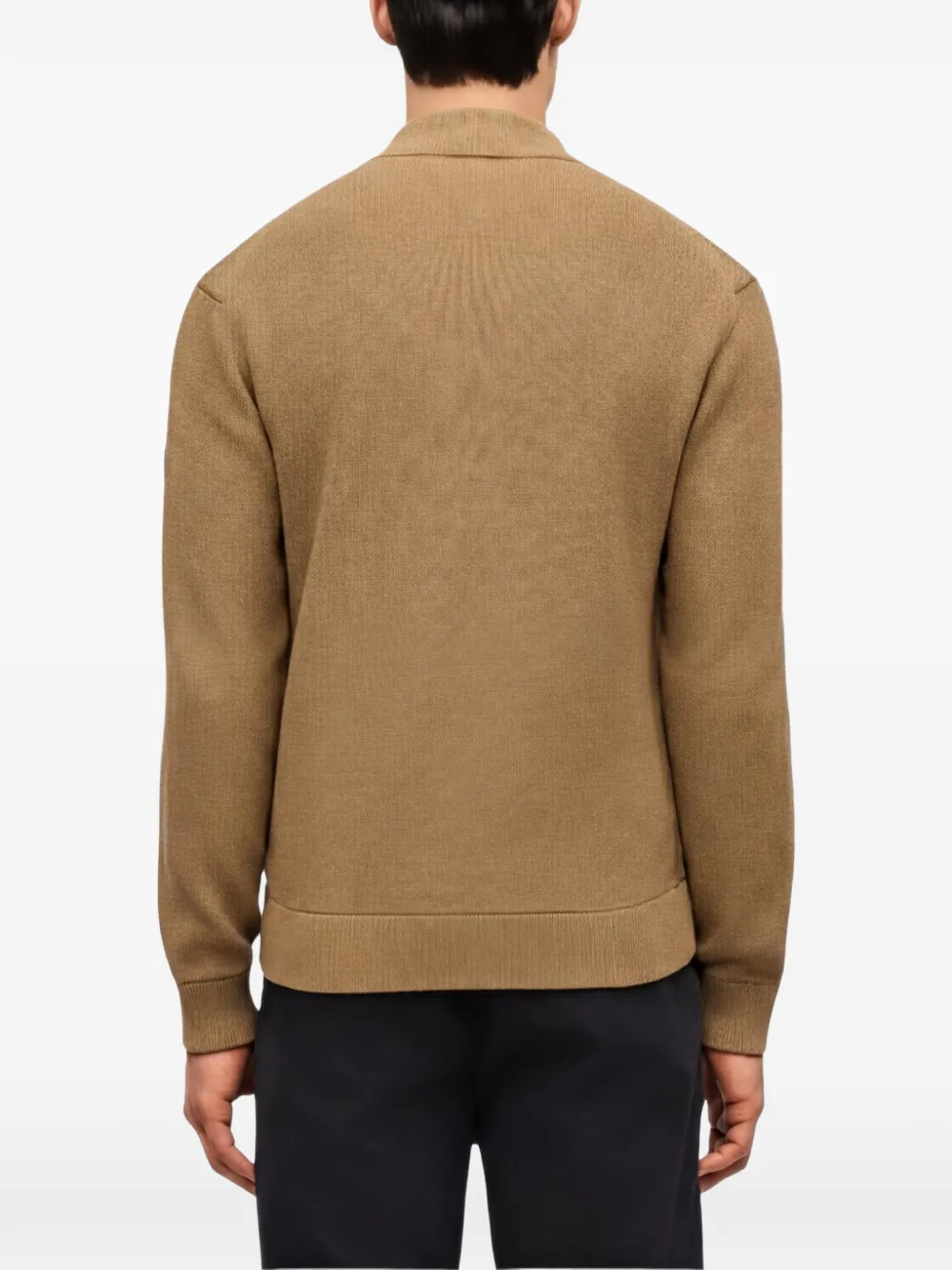 BOSS C-Ubaio trui met vlakken en rits Beige