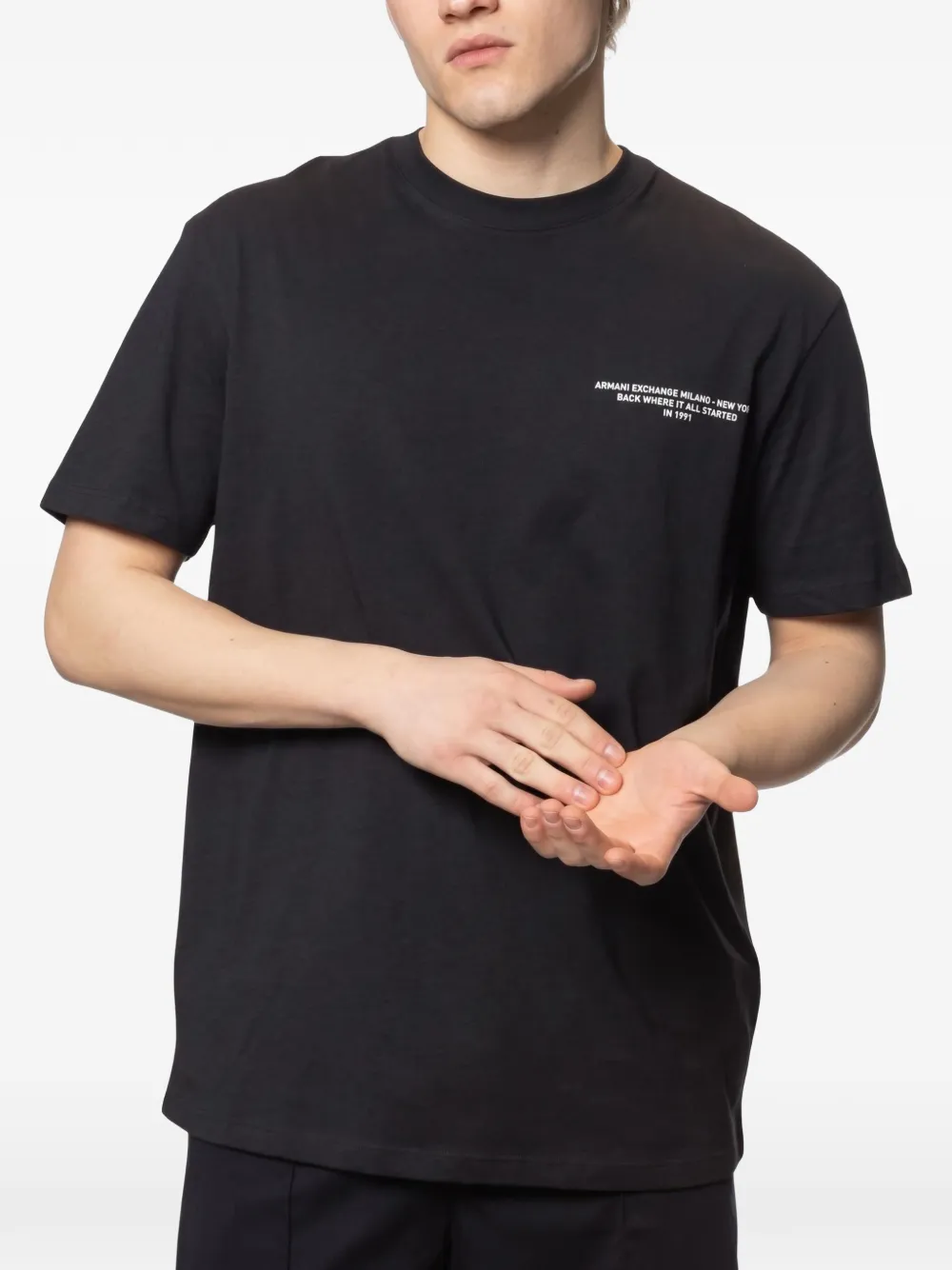 Armani Exchange logo-print cotton T-shirt - Schwarz