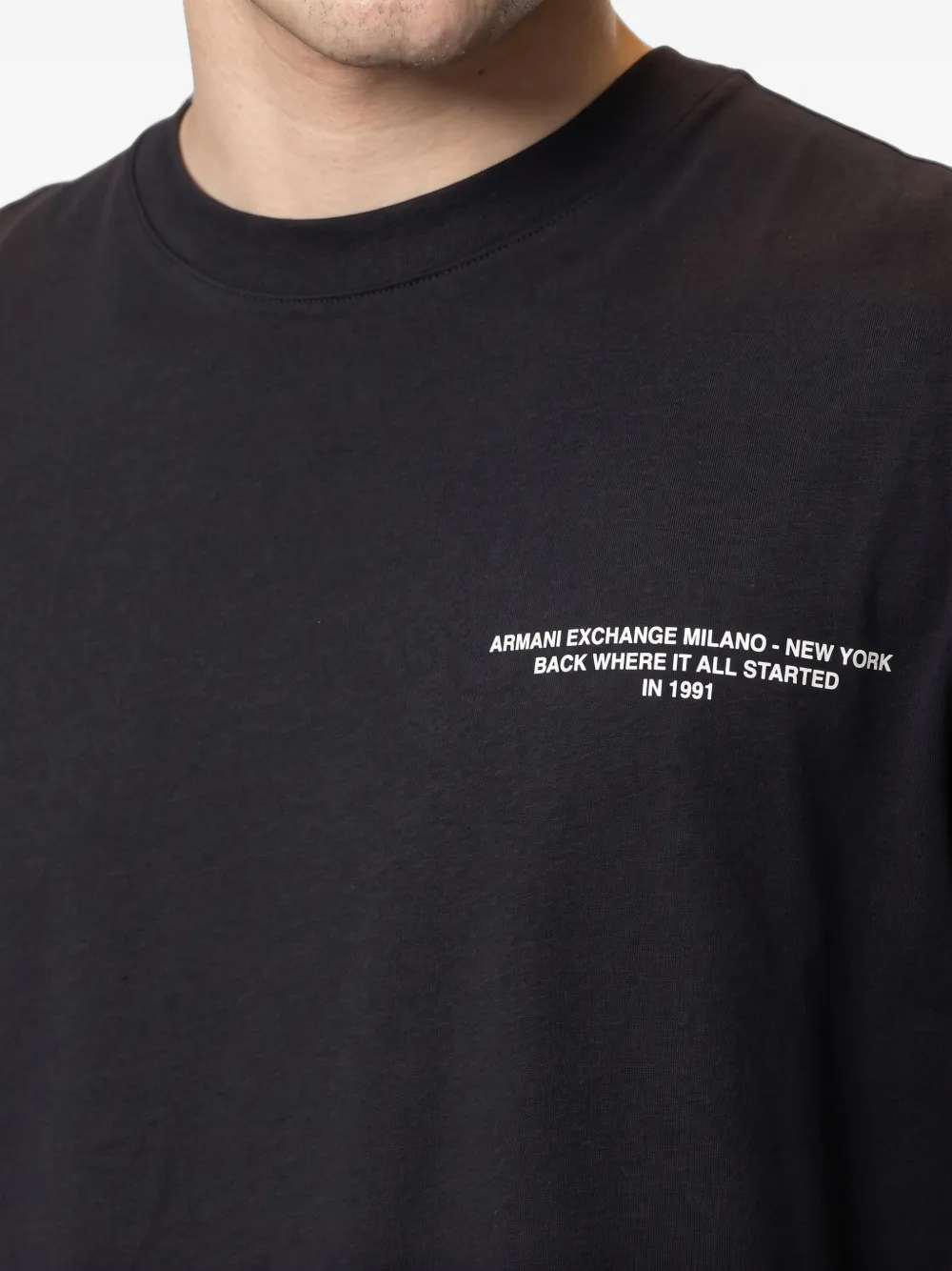 Armani Exchange logo-print cotton T-shirt Zwart