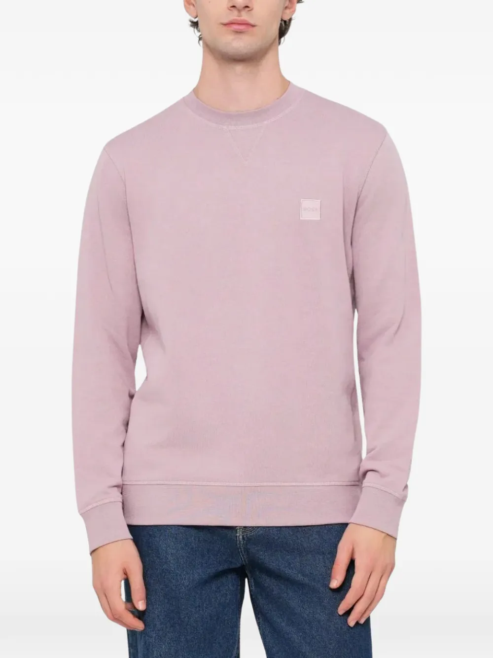 BOSS Sweater met logopatch Roze