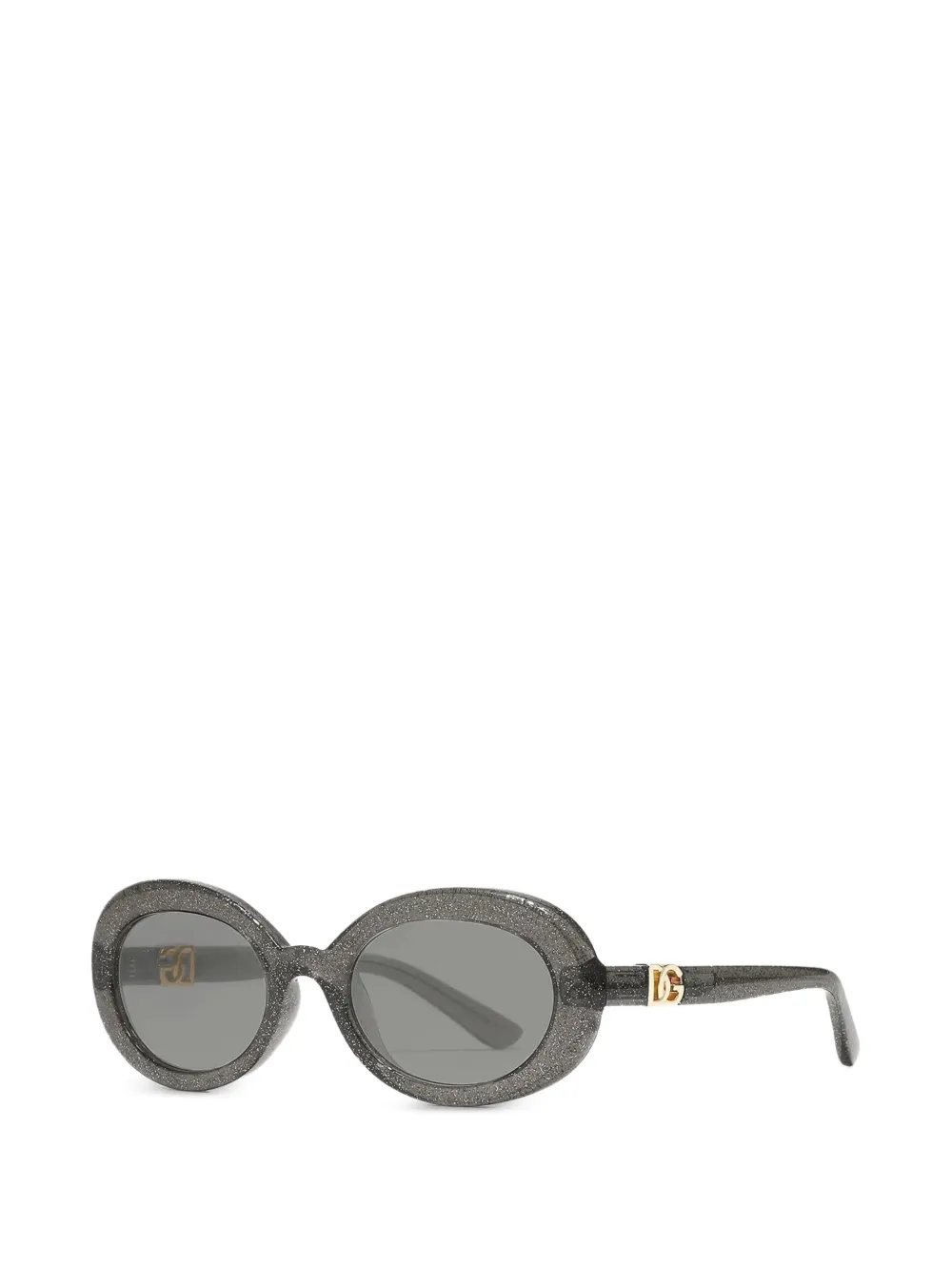  Dolce & Gabbana Eyewear Glitter Oval-frame Sunglasses - Grey 