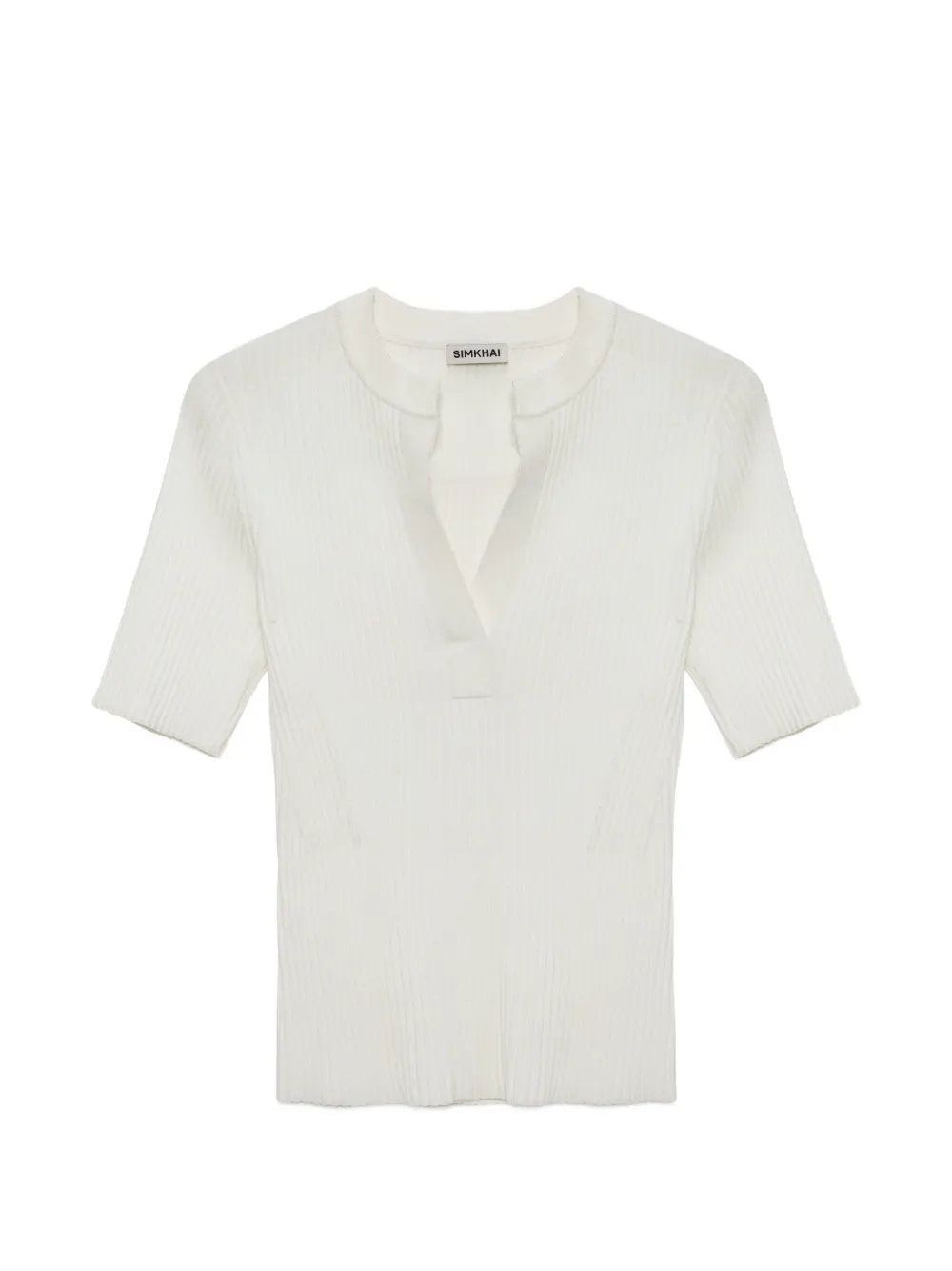 Simkhai Miley V-neck ribbed-knit top - Bianco