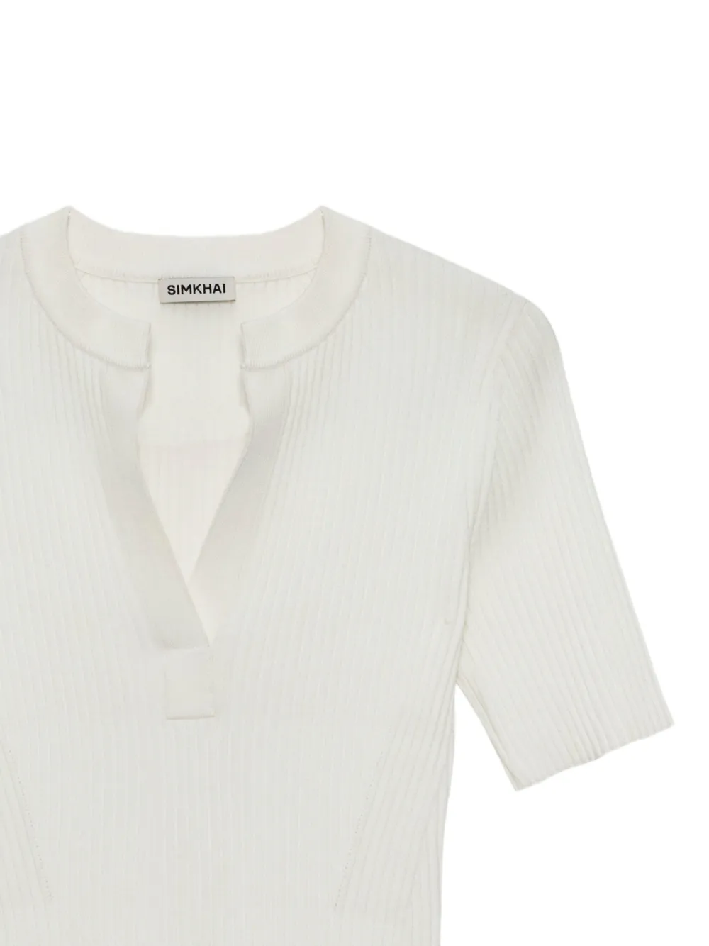 SIMKHAI Miley ribgebreide top met V-hals Wit