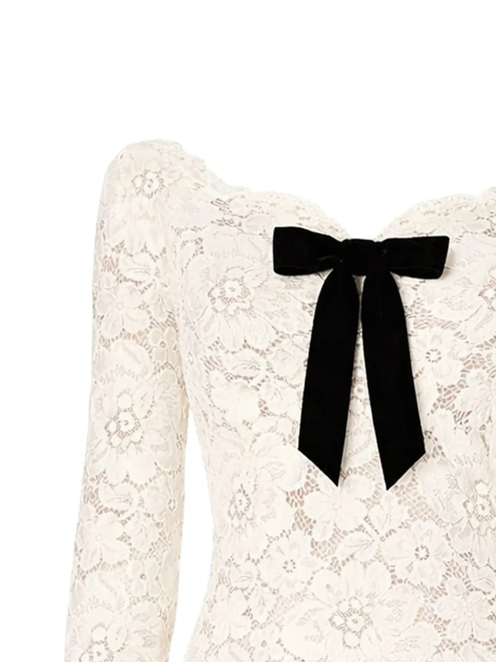  Retrofete Perdita Bow Lace Dress - White 