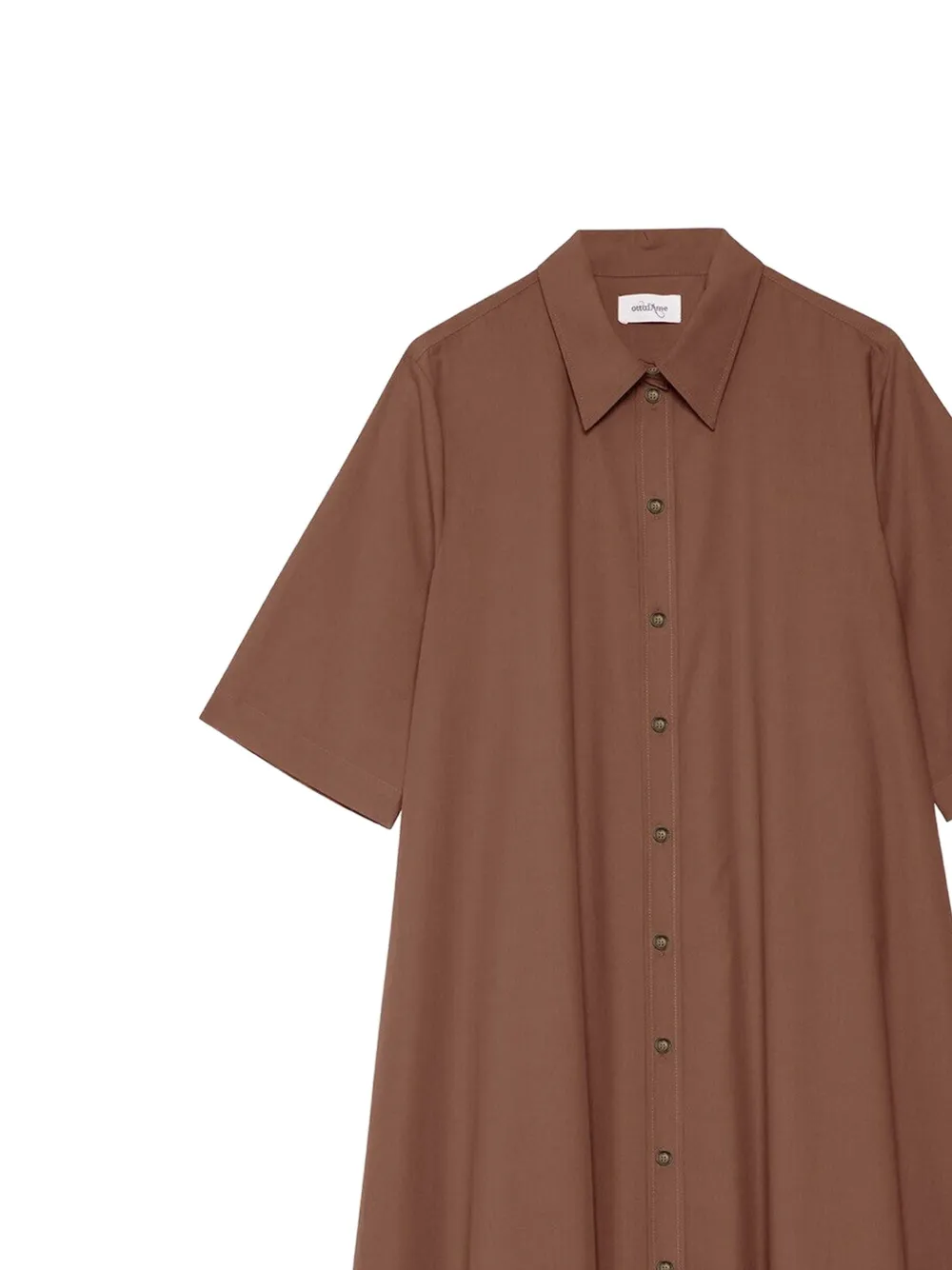  Ottod'ame Button Front Shirt Midi Dress - Brown 