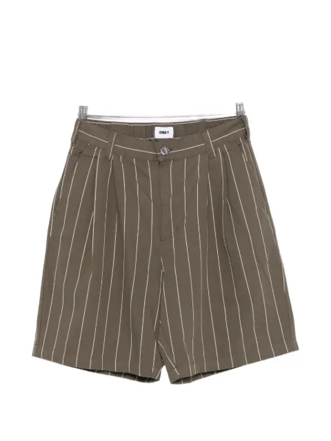 Obey Foster pinstripe pleated shorts