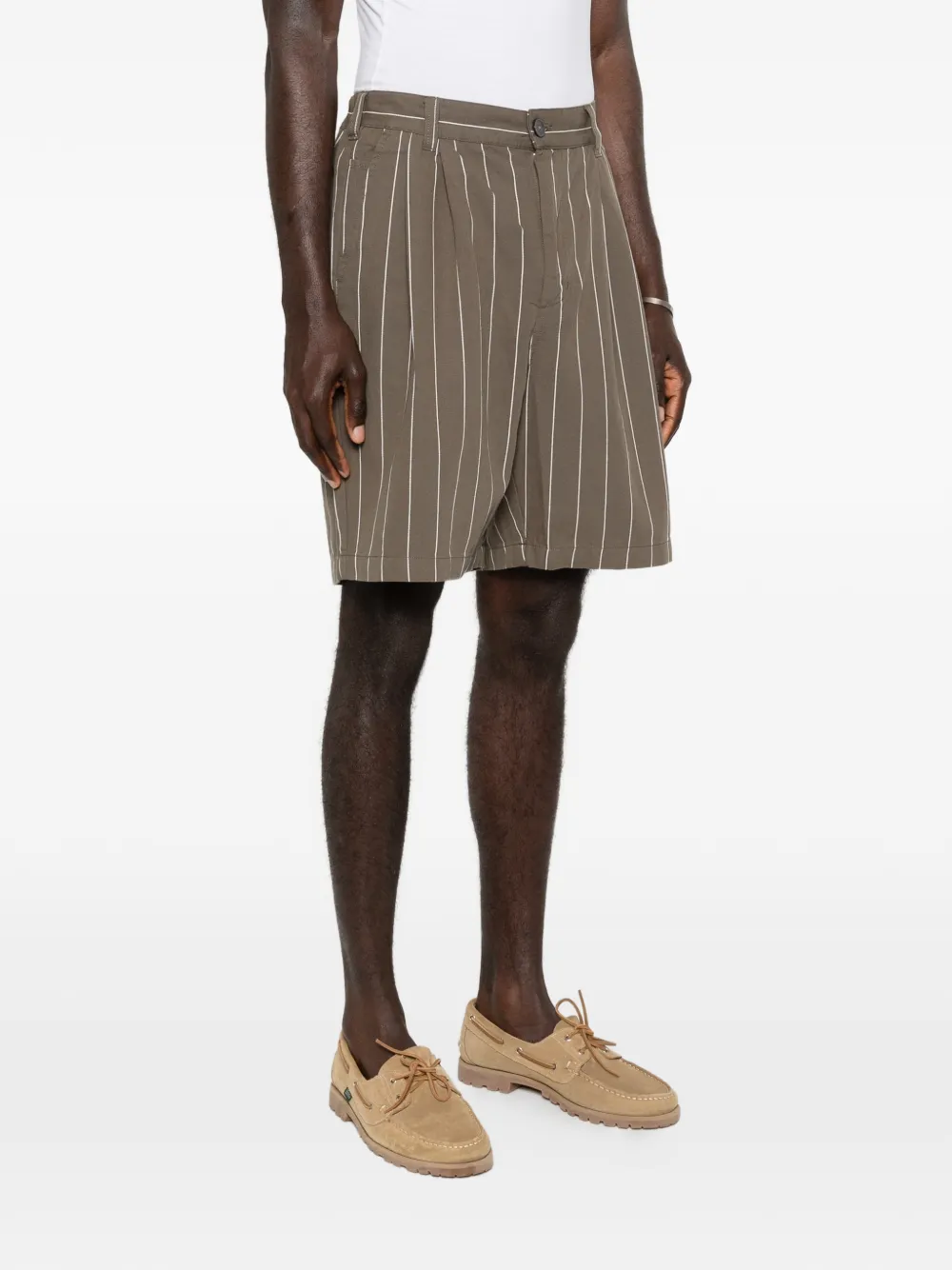 Obey Foster geplooide shorts met krijtstreep Groen