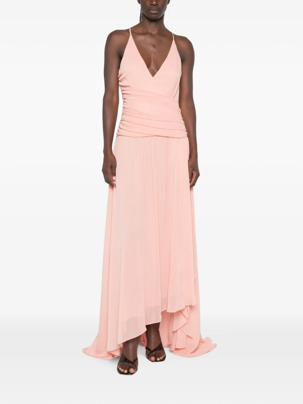ARCINA ORI Delilah ruched asymmetric maxi dress - Rosa
