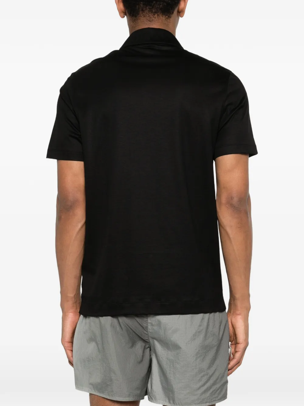 BOSS Poloshirt met rits Zwart