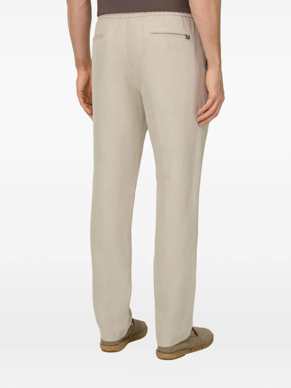 Boggi Milano City linnen broek met trekkoord Beige