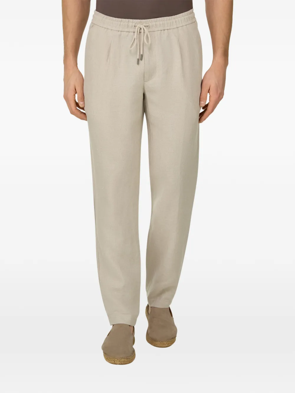 Boggi Milano City linnen broek met trekkoord Beige