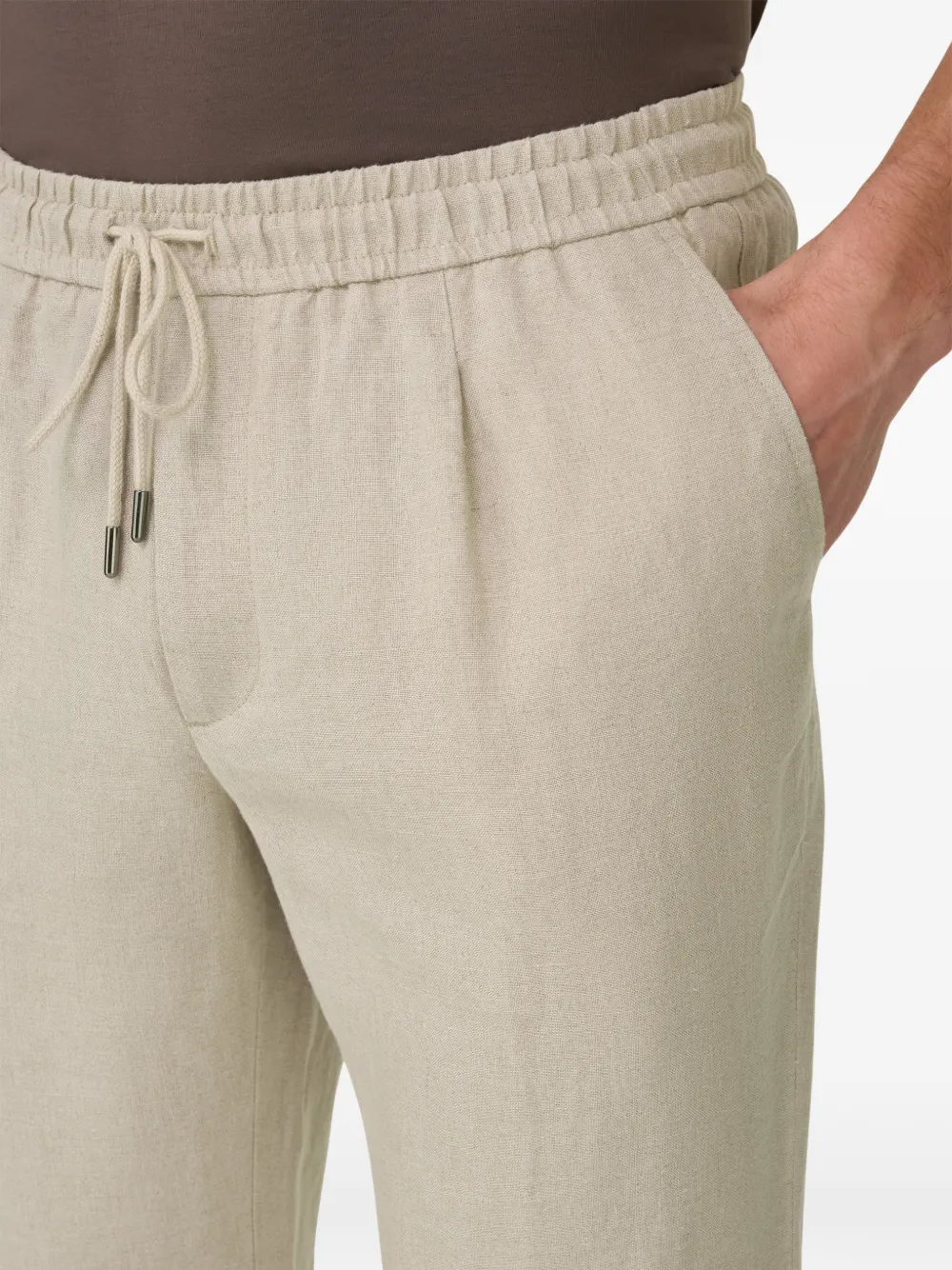 Boggi Milano City linnen broek met trekkoord Beige